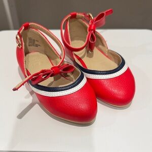 Janie and Jack Red and Navy Bow Dress Shoes